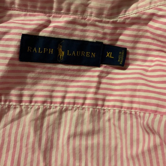 Ralph Lauren Pink Stripe Button Down Shirt Polo Pony Logo XL - Picture 4 of 4